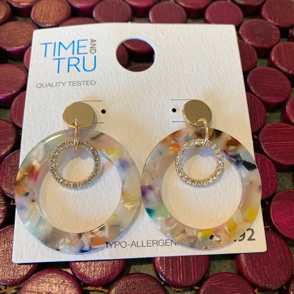 Time and Trungold resin multicolored hoops. New